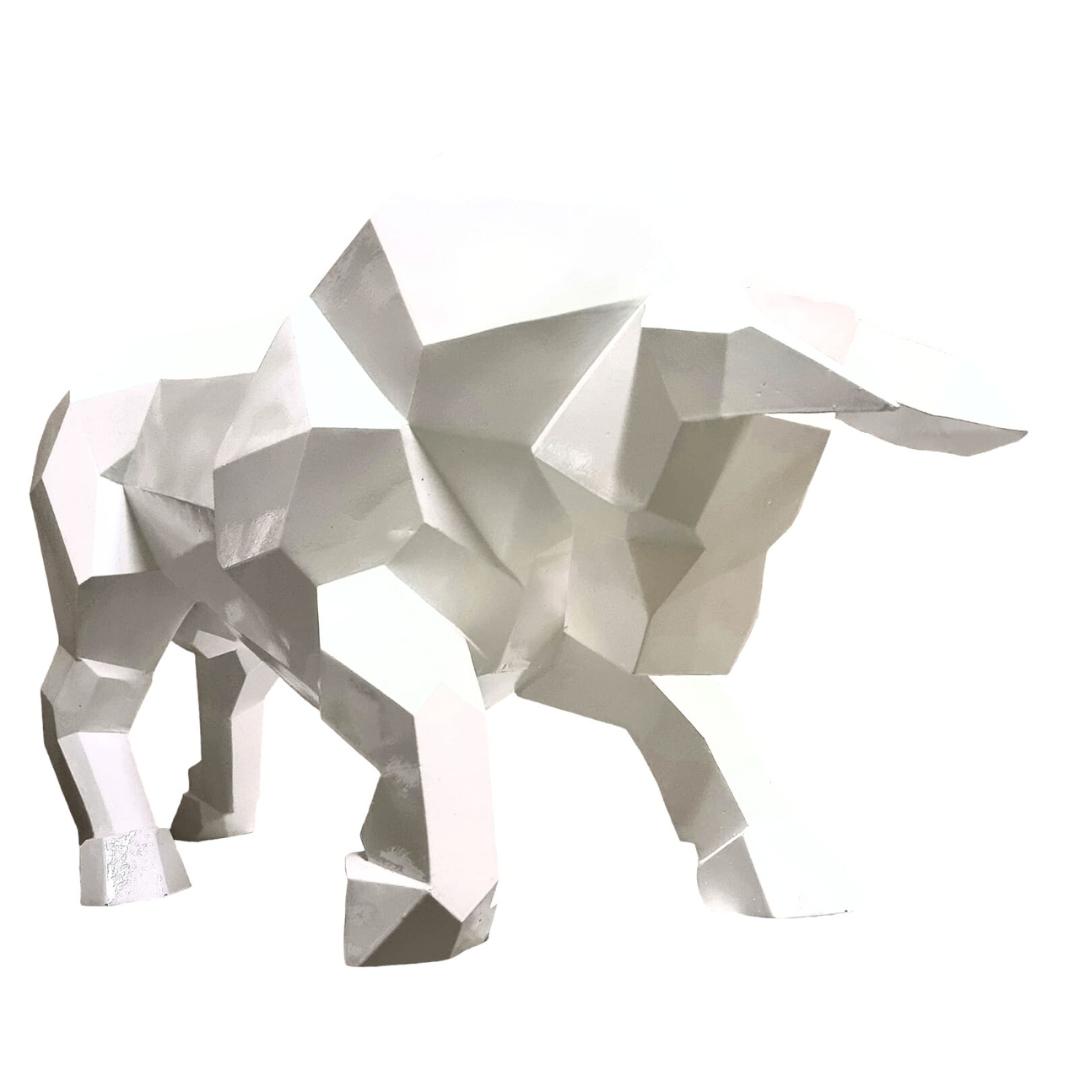 Statue Taureau Origami - 100cm - Blanc