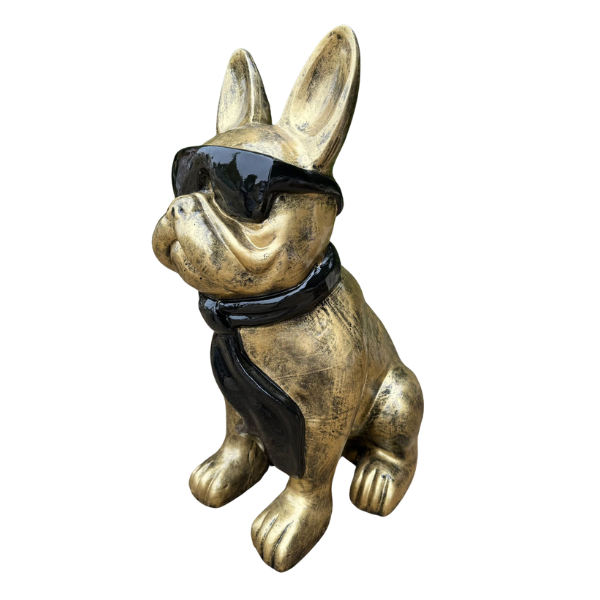 Statue Chien Bouledogue Francais Premium Decoration - 35cm - Bronze
