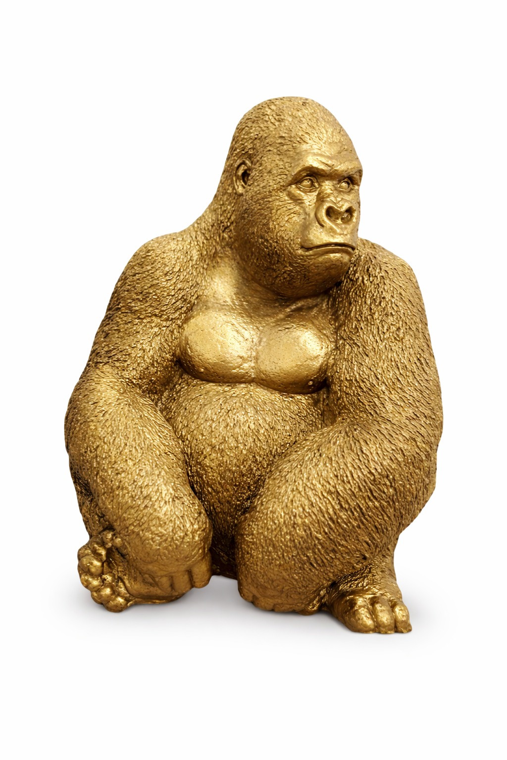 Statue Gorille Assis - 75cm - Doré