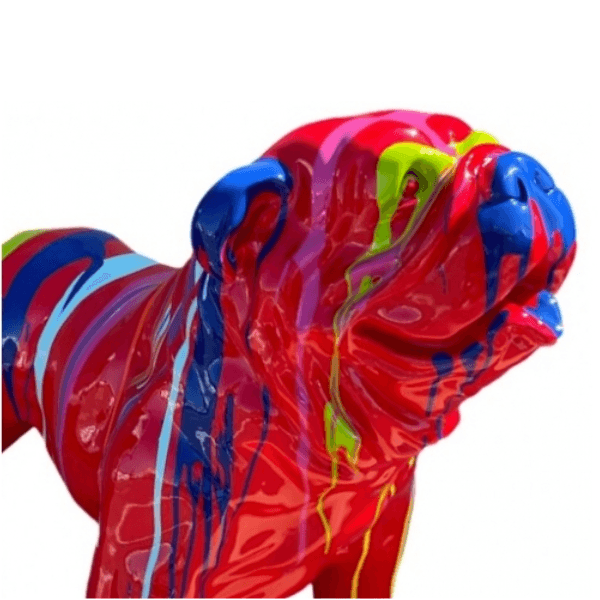Statue Chien Bouledogue Anglais Animaux Resine - 160cm - Multi Coulure Rouge - ANIMAUX-RESINE.FR