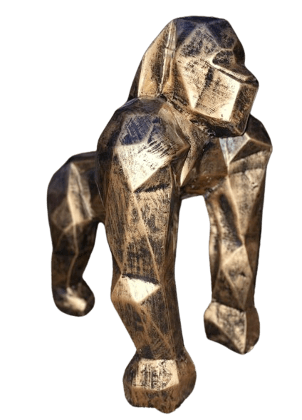 Statue Gorille Origami Animaux Resine - 40cm - Doré - ANIMAUX-RESINE.FR