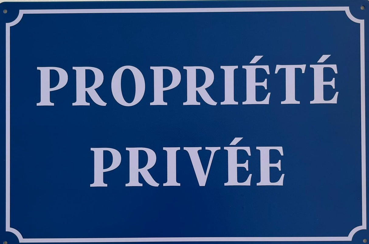 PLAQUE MÉTAL PRIOPRIETE PRIVEE 30X20 CM - PLAQUE DECORATIVE - ANIMAUX-RESINE.FR