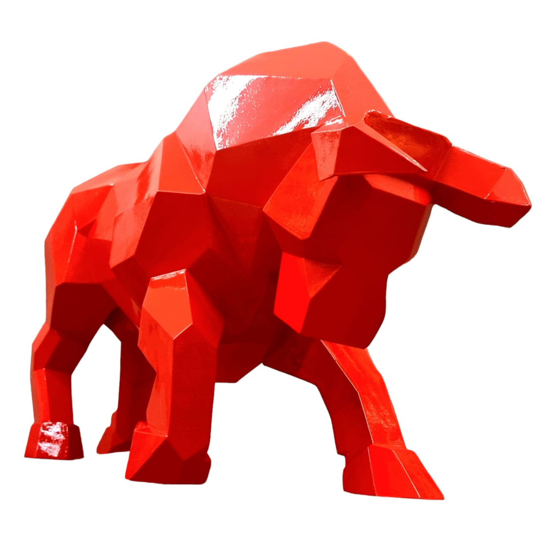 Statue Taureau Origami - 100cm - Rouge