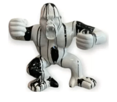 Statue Gorille Agressif - 190cm - Coulure Noir Blanc