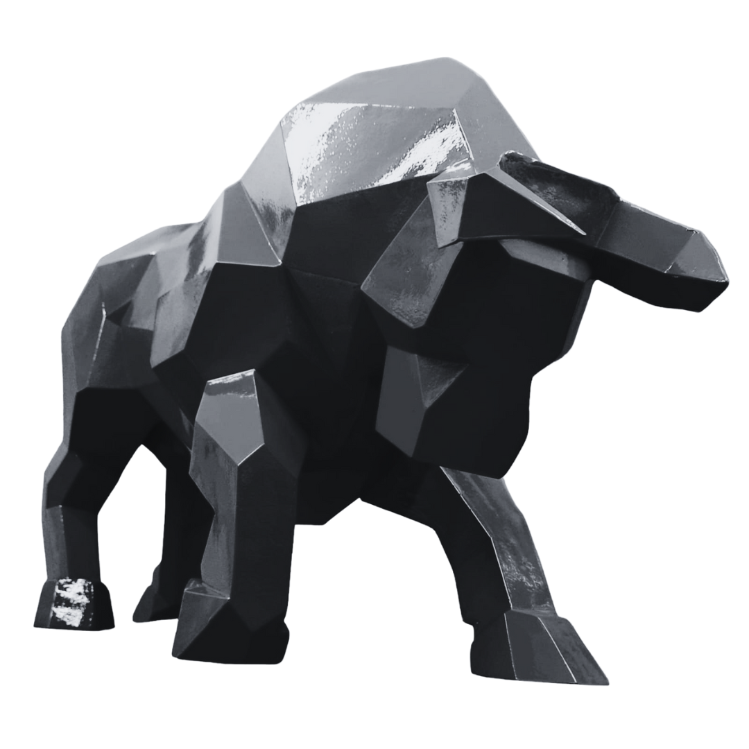 Statue Taureau Origami - 100cm - Noir