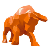 Statue Taureau Origami - 100cm - Orange