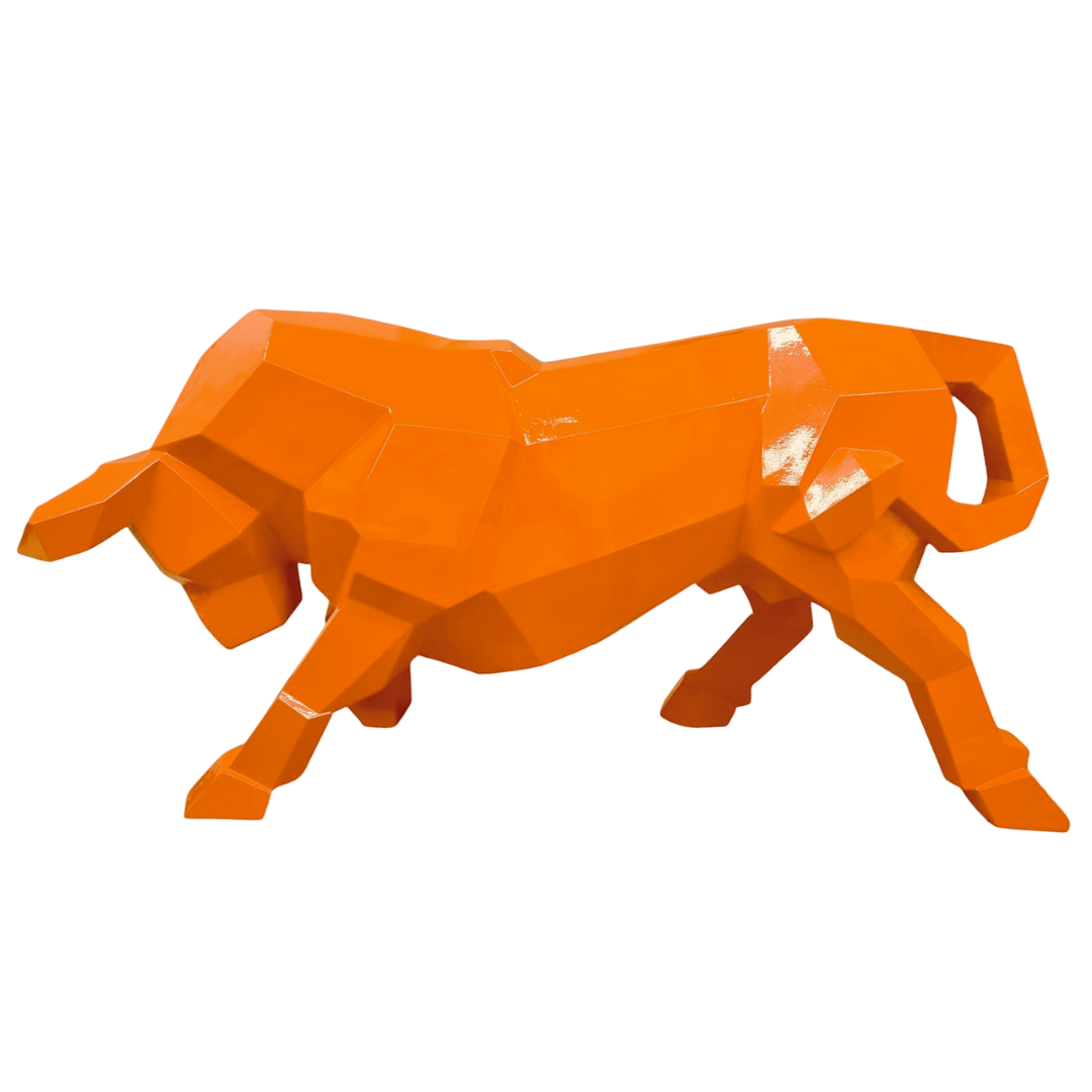 Statue Taureau Origami - 100cm - Orange