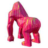Statue Gorille Origami Premium Decoration - 140cm - Rose Coulure Or
