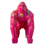 Statue Gorille Origami Premium Decoration - 140cm - Rose Coulure Or
