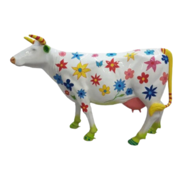 Statue Vache - 225cm - Blanc Fleuri