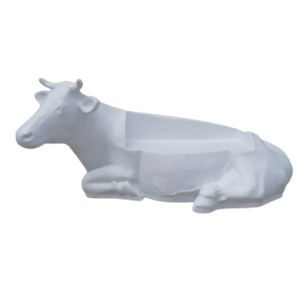 Statue Vache Banc - 200cm - Blanc