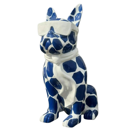 Statue Chien Bouledogue Francais Premium Decoration - 120cm - Ecaille Bleue