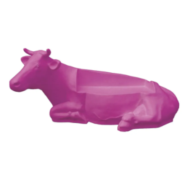 Statue Vache Banc - 200cm - Rose