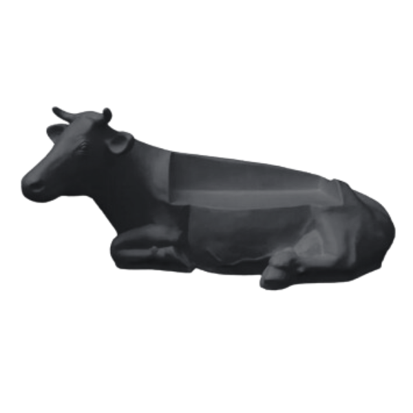 Statue Vache Banc - 200cm - Noir