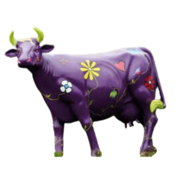 Statue Vache Premium Decoration - 225cm - Violet Fleuri