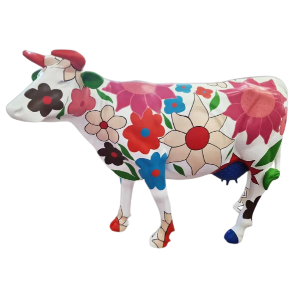 Statue Vache - 225cm - Blanc Fleuri Bis