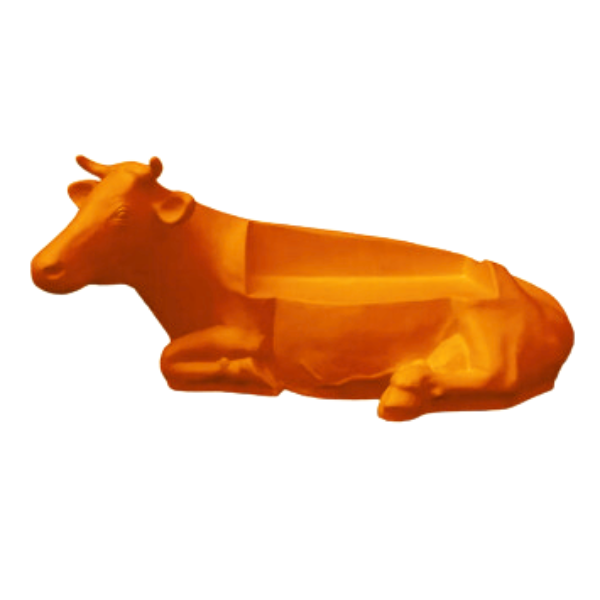 Statue Vache Banc - 200cm - Orange