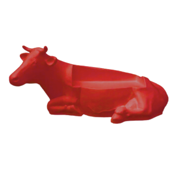 Statue Vache Banc - 200cm - Rouge