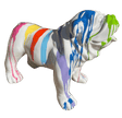 OFFRE DU MOMENT - Statue BULLDOG UK 30cm - Multi Coulure Blanc - ANIMAUX-RESINE.FR