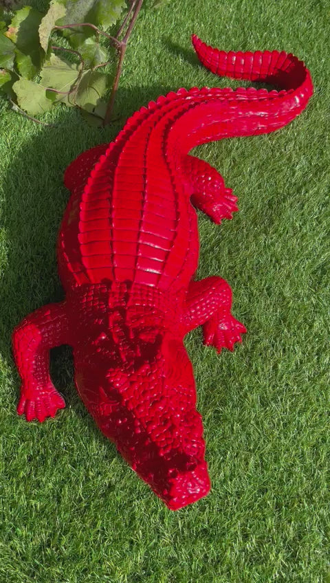 Statue Crocodile - 70cm - Rouge