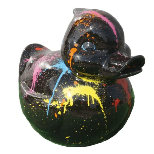 Statue Canard Animaux Resine - 65cm - Tie And Dye Noir - ANIMAUX-RESINE.FR