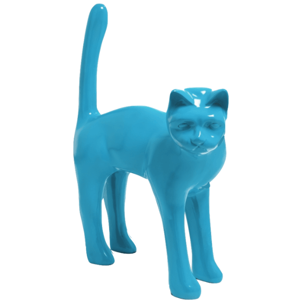 Statue Chat Animaux Resine - 105cm - Bleu Ciel - ANIMAUX-RESINE.FR