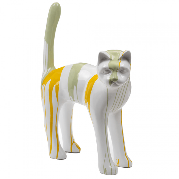 Statue Chat Animaux Resine - 105cm - Coulure Jaune Vert Kaki - ANIMAUX-RESINE.FR