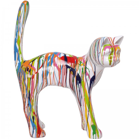 Statue Chat Animaux Resine - 105cm - Graffiti Blanc - ANIMAUX-RESINE.FR