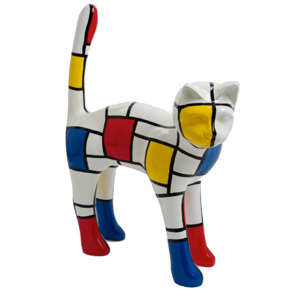 Statue Chat Animaux Resine - 105cm - Mondrian - ANIMAUX-RESINE.FR