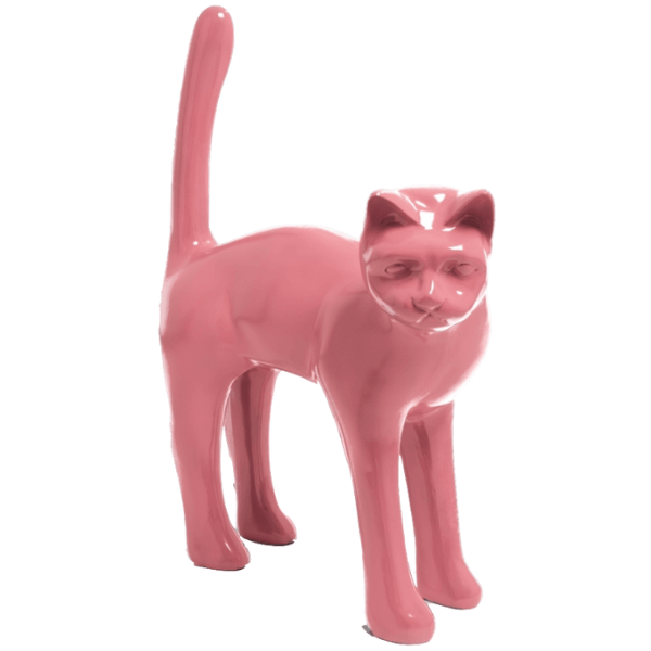 Statue Chat Animaux Resine - 105cm - Rose Clair - ANIMAUX-RESINE.FR