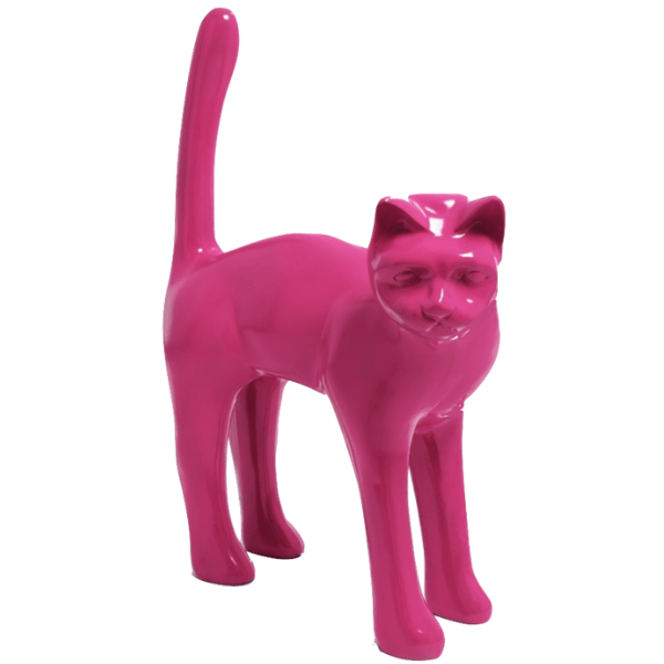 Statue Chat Animaux Resine - 105cm - Rose Fushia - ANIMAUX-RESINE.FR