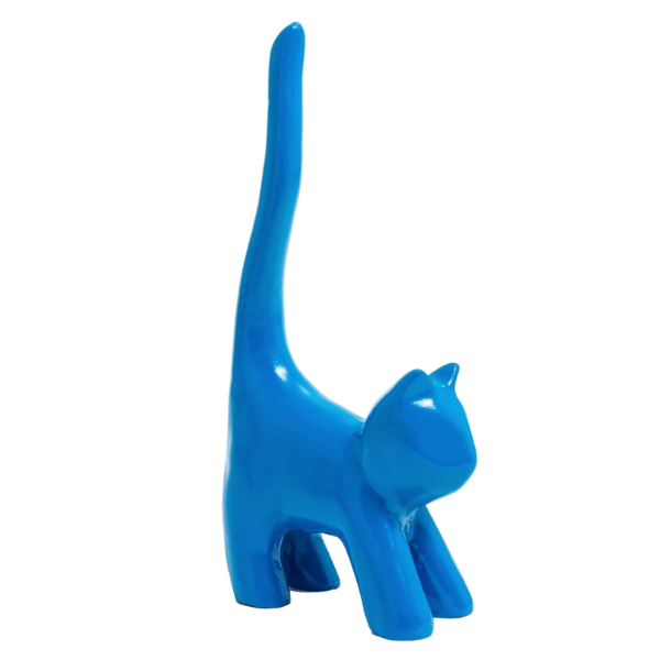 Statue Chat Animaux Resine - 30cm - Bleu - ANIMAUX-RESINE.FR