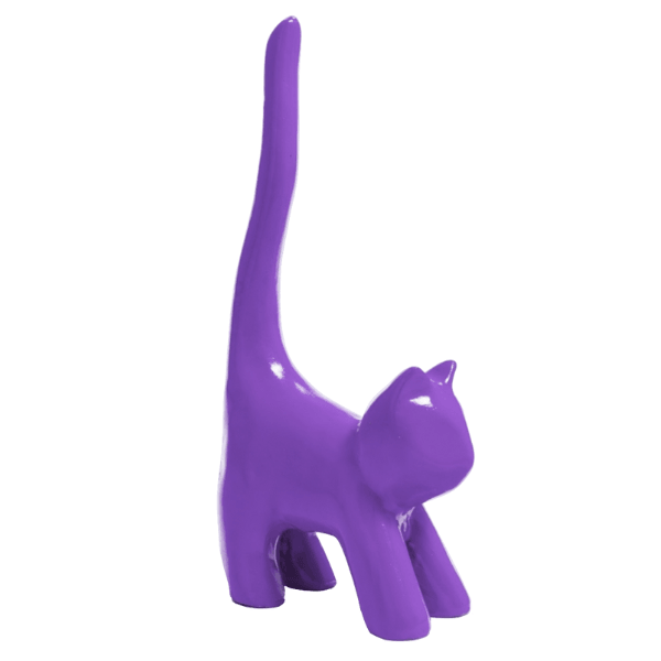 Statue Chat Animaux Resine - 30cm - Violet - ANIMAUX-RESINE.FR