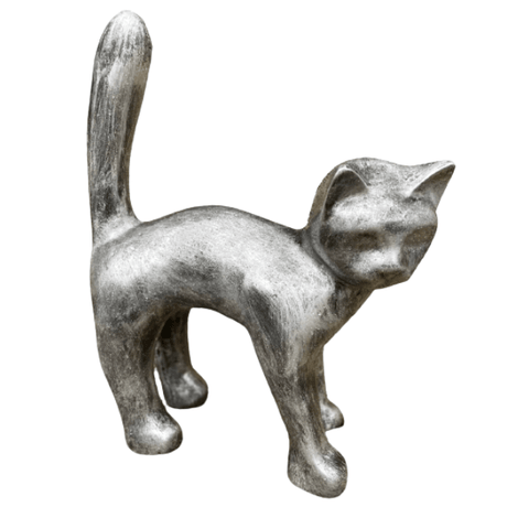 Statue Chat Animaux Resine - 35cm - Argenté - ANIMAUX-RESINE.FR
