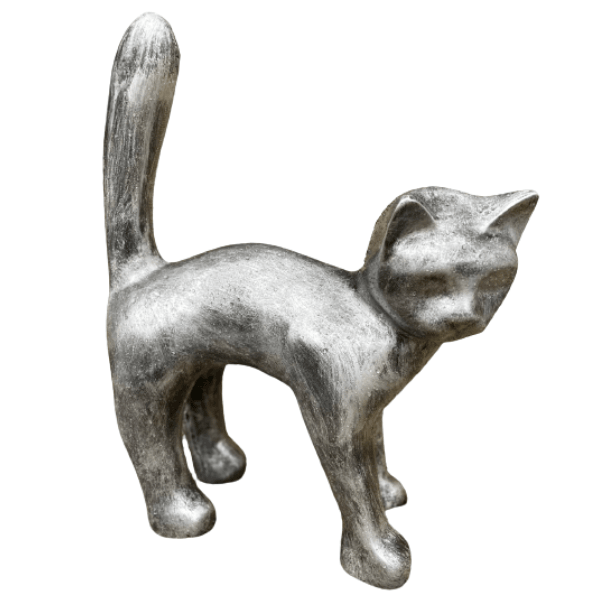 Statue Chat Animaux Resine - 35cm - Argenté - ANIMAUX-RESINE.FR