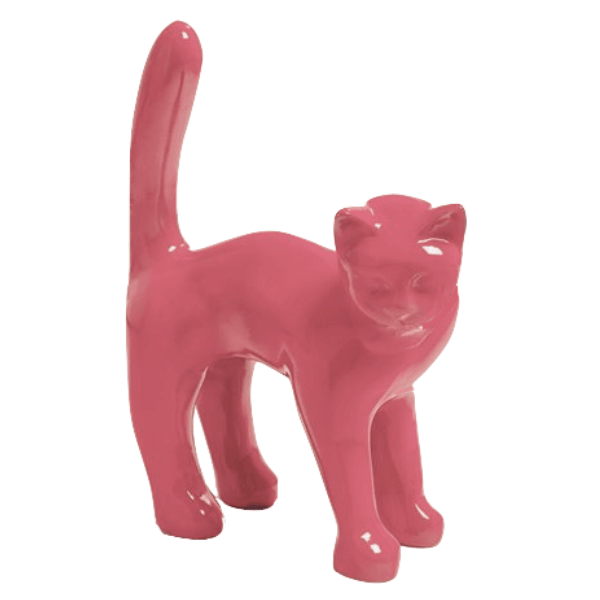 Statue Chat Animaux Resine - 35cm - Rose Clair - ANIMAUX-RESINE.FR