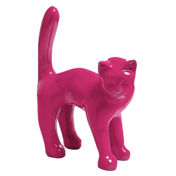 Statue Chat Animaux Resine - 35cm - Rose Fushia - ANIMAUX-RESINE.FR