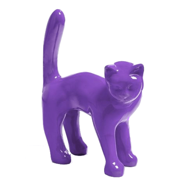 Statue Chat Animaux Resine - 35cm - Violet - ANIMAUX-RESINE.FR