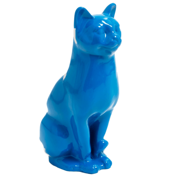 Statue Chat Animaux Resine - 40cm - Bleu - ANIMAUX-RESINE.FR