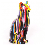 Statue Chat Animaux Resine - 40cm - Multi Coulure Noir - ANIMAUX-RESINE.FR