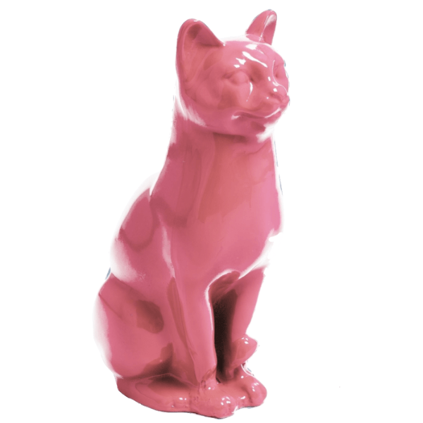 Statue Chat Animaux Resine - 40cm - Rose Clair - ANIMAUX-RESINE.FR