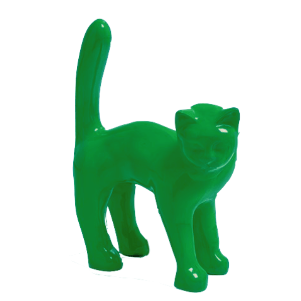 Statue Chat Animaux Resine - 45cm - Vert - ANIMAUX-RESINE.FR