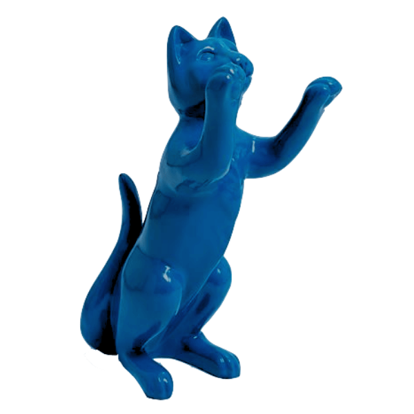 Statue Chat Animaux Resine - 55cm - Bleu Nuit - ANIMAUX-RESINE.FR