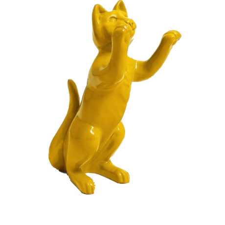 Statue Chat Animaux Resine - 55cm - Jaune - ANIMAUX-RESINE.FR