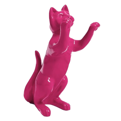 Statue Chat Animaux Resine - 55cm - Rose Fushia - ANIMAUX-RESINE.FR