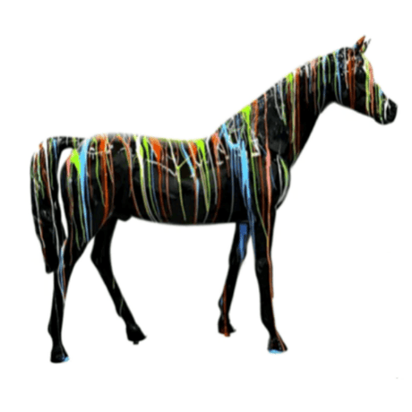 Statue Cheval Animaux Resine - 210cm - Multi Coulure Noir - ANIMAUX-RESINE.FR