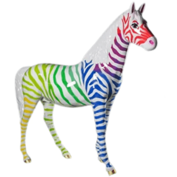 Statue Cheval Animaux Resine - 210cm - Zébrage Multicolor - ANIMAUX-RESINE.FR