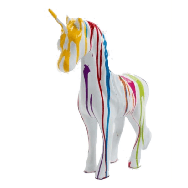 Statue Cheval Licorne Animaux Resine - 50cm - Multi Coulure Blanc - ANIMAUX-RESINE.FR