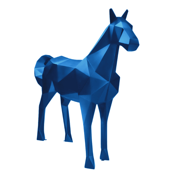 Statue Cheval Origami Animaux Resine - 210cm - Bleu Ciel - ANIMAUX-RESINE.FR