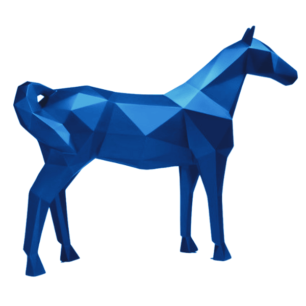 Statue Cheval Origami Animaux Resine - 210cm - Bleu Ciel - ANIMAUX-RESINE.FR